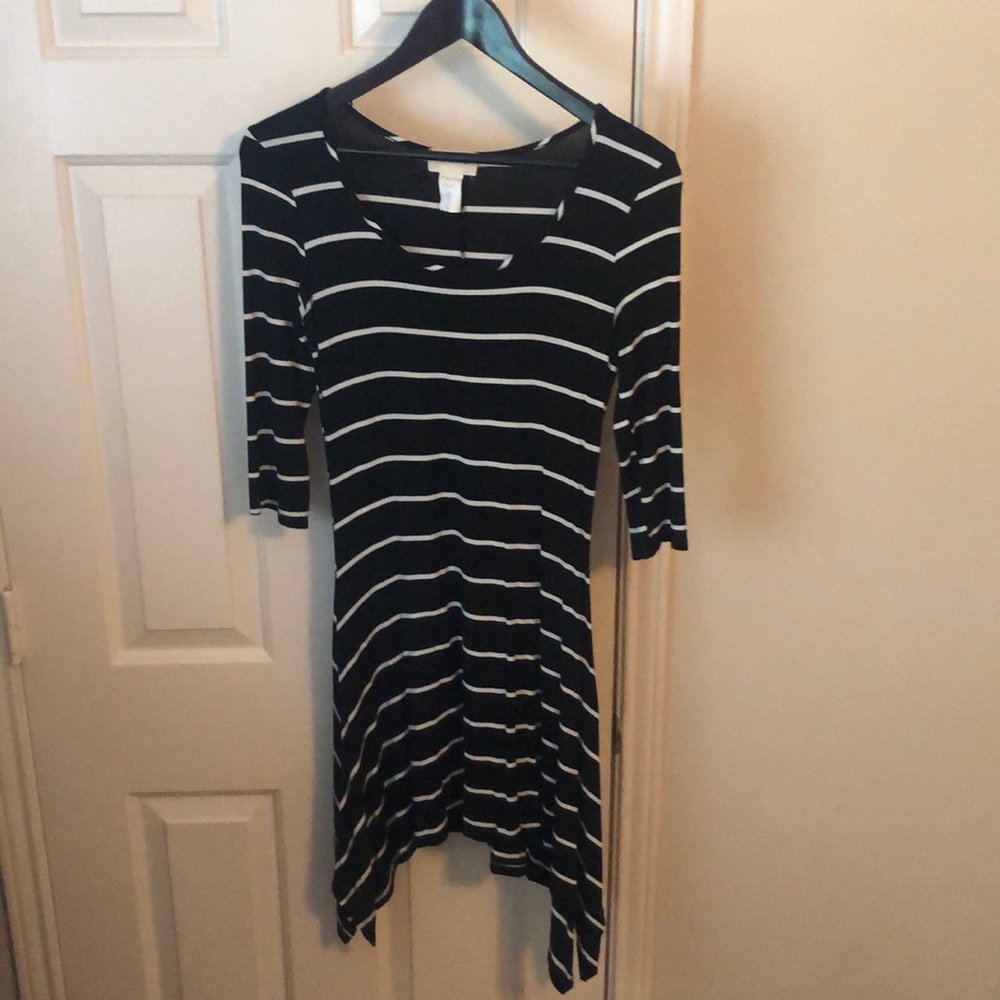 black and white striped dress